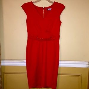 JENNIFER LOPEZ 💕 Short Sleeved Red Dress W/ Belt